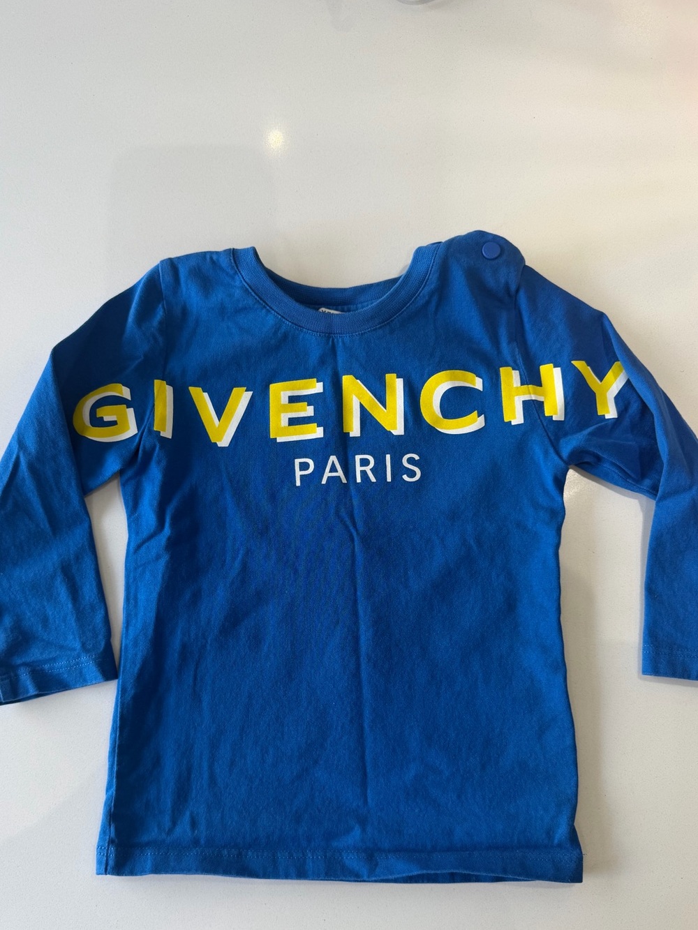 Givenchy Kids Blue Logo Long Sleeve Top | Size 2